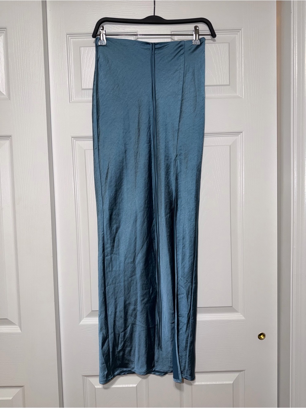 Blue Satin Maxi Skirt by- Princess Polly